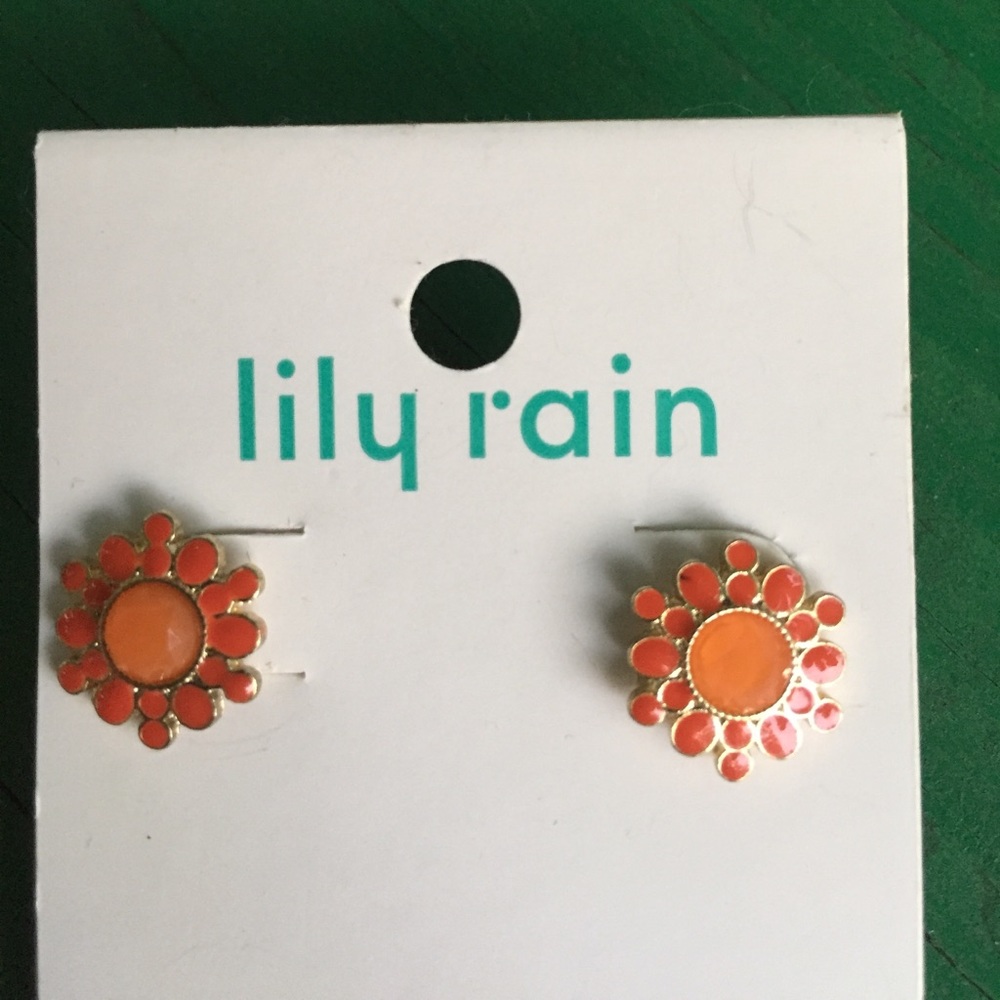 Two-tone Orange Post Earrings